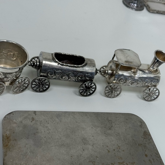 925 Sterling Silver Judaica Sterling Silver 3 Piece "Train" Set - Picture 8 of 12